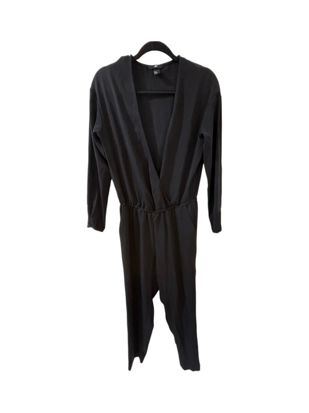 H&M Black Long Sleeve Jumpsuit Size 8 Elastic Waist